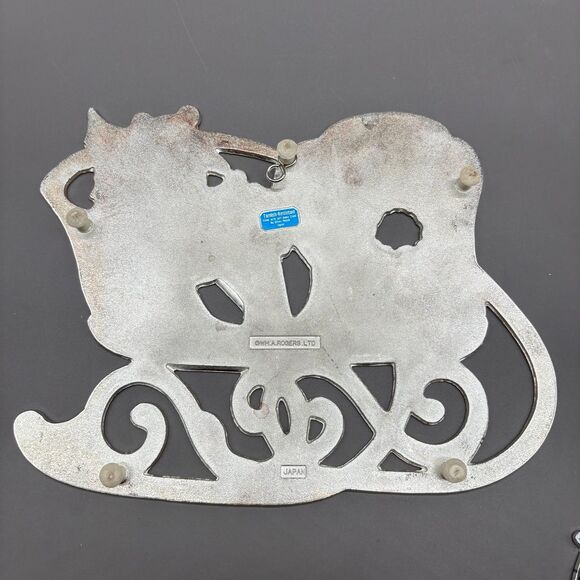 WM A Rogers Christmas Sleigh Trivet Coaster Set Silver Plated Enamel Holiday Lot - Picture 3 of 12